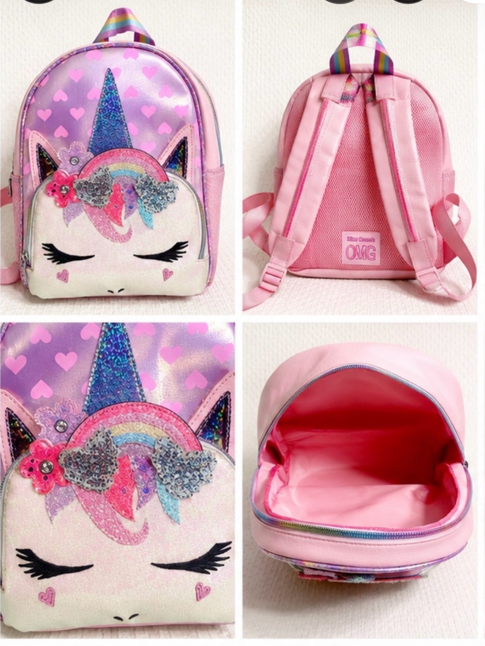 Miss Gwen’s OMG Pink Unicorn Mini Backpack Glitter Kids School Book Bag